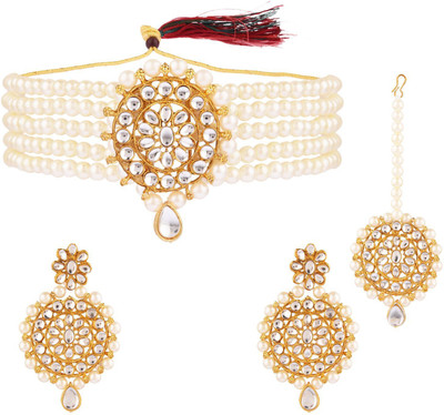 Efulgenz Alloy White Jewellery Set(Pack of 1)