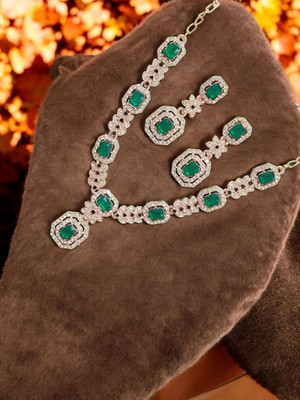 R A Enterprises Alloy Copper Green Jewellery Set(Pack of 3)