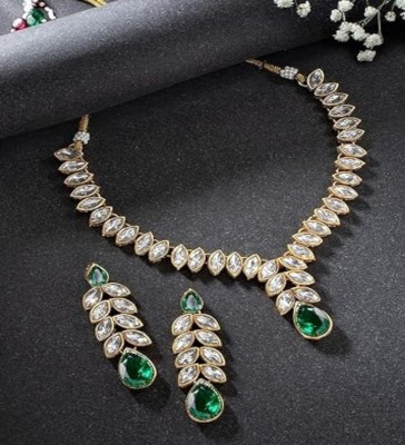 Shivay Fashion LLP Alloy Brass Green Jewellery Set(Pack of 1)