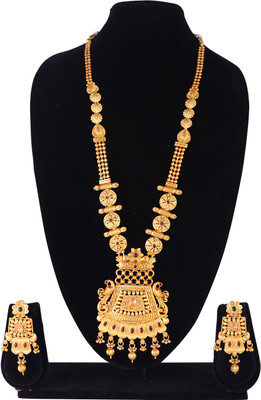 Ethnicking Copper Gold-plated Maroon Jewellery Set(Pack of 2)