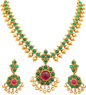 Aadesh Creation Alloy Gold-plated Multicolor Jewellery Set(Pack of 1)