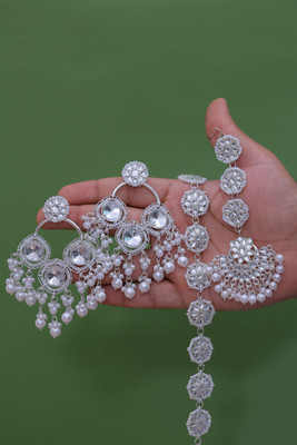 VISITART JEWELLERY Alloy Silver White Jewellery Set(Pack of 3)