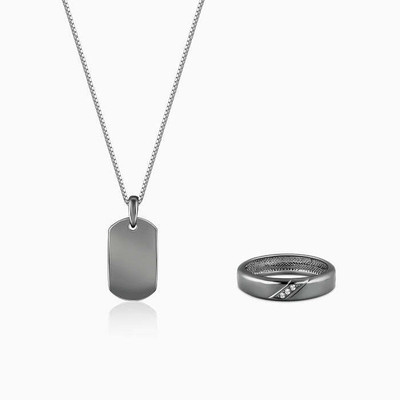 GIVA Sterling Silver Rhodium Black Jewellery Set(Pack of 2)