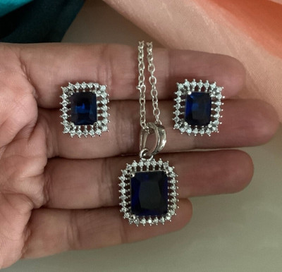 MAATRCHAAYA Alloy Sterling Silver Blue Jewellery Set(Pack of 2)