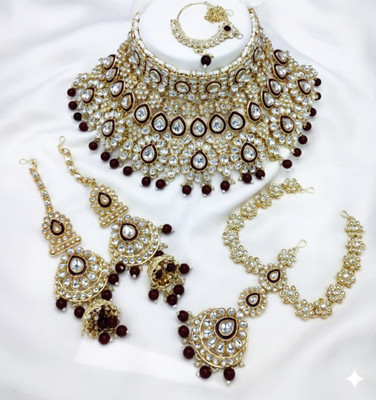 ORAVIA Alloy Gold-plated Maroon Jewellery Set(Pack of 1)