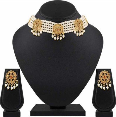 Devi Alloy Gold-plated Gold, White Jewellery Set(Pack of 1)