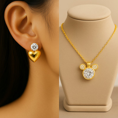 Henuka Alloy Gold-plated Gold Jewellery Set(Pack of 2)