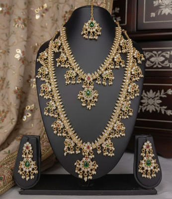 Geeta Art Brass Gold-plated Multicolor Jewellery Set(Pack of 1)