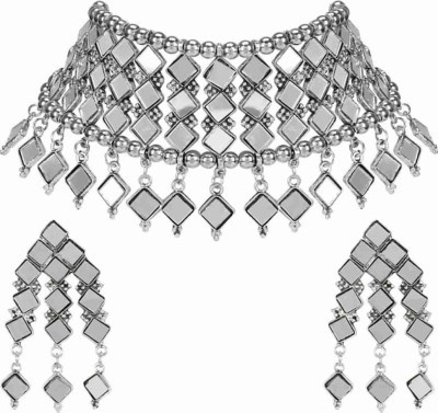 MK Collections Oxidised Silver Silver Jewellery Set(Pack of 1)
