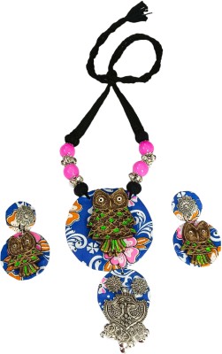 Soundarya boutique Resin, Clay, Oxidised Silver Blue, Pink Jewellery Set(Pack of 1)