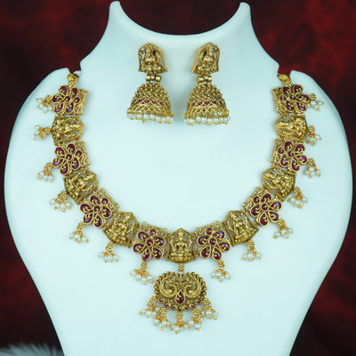 DC Alloy Maroon Jewellery Set(Pack of 1)