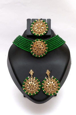 chetna art Alloy Gold-plated Green Jewellery Set(Pack of 1)