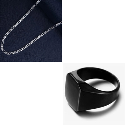 MAATRCHAAYA Stainless Steel Sterling Silver, Titanium Silver, Black Jewellery Set(Pack of 2)