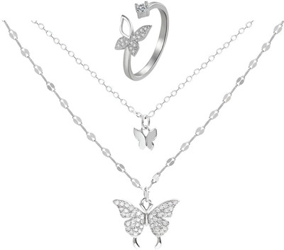 DZOIR Stainless Steel Silver Jewellery Set(Pack of 1)