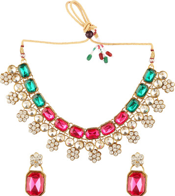 CATALYST Crystal Gold-plated Pink, Green Jewellery Set(Pack of 1)