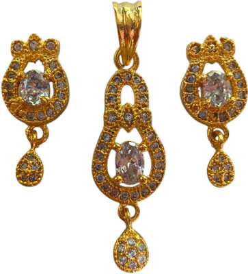 RinGold Brass Gold-plated White Jewellery Set(Pack of 1)