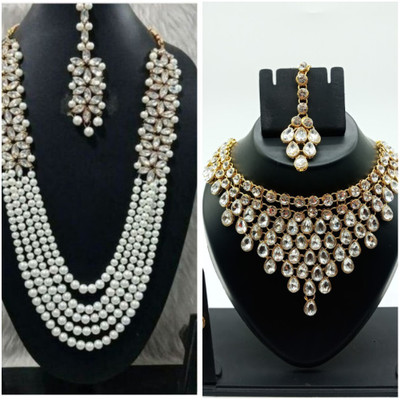 CATALYST Alloy Gold-plated White Jewellery Set(Pack of 1)