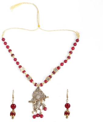 Opus Gems Alloy Gold-plated Maroon Jewellery Set(Pack of 1)