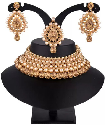 sukhii Alloy Gold-plated Gold Jewellery Set(Pack of 3)