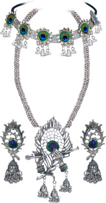 Ruhi Oxidised Silver Black Silver Multicolor Jewellery Set(Pack of 1)