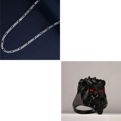 Vipunj Stainless Steel Sterling Silver, Titanium Silver, Black Jewellery Set(Pack of 2)