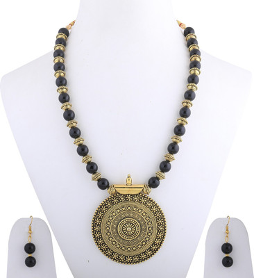 NM CREATION Alloy Black, Gold Jewellery Set(Pack of 1)