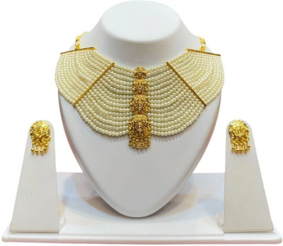 RNJewels Alloy Gold, White Jewellery Set(Pack of 1)