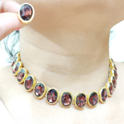 Buybox Metal Gold-plated Brown Jewellery Set(Pack of 1)