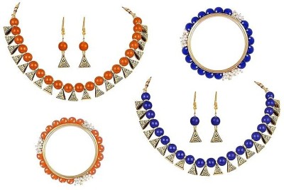 TAP Fashion Copper Gold-plated Blue, Orange Jewellery Set(Pack of 1)