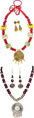 HOUSE OFF COMMON Oxidised Silver Multicolor, Black, Silver Jewellery Set(Pack of 2)