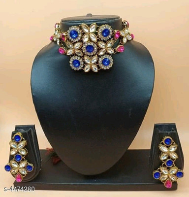 house of common Alloy Gold-plated Blue Jewellery Set(Pack of 1)