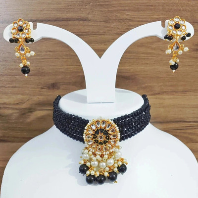 RAJASTHANI GAHANA Alloy Gold-plated Black Jewellery Set(Pack of 1)