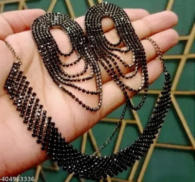 Abaan Fashion Alloy Brass Black Jewellery Set(Pack of 1)