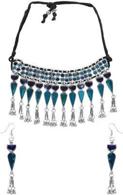 Kaima Oxidised Silver Silver Blue Jewellery Set(Pack of 1)