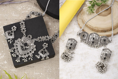 Lathar Alloy Black Jewellery Set(Pack of 2)