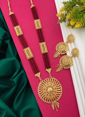 Rasadiya Brass Gold-plated White Jewellery Set(Pack of 1)