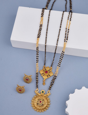 house of common Alloy Gold-plated Gold, Black Jewellery Set(Pack of 2)