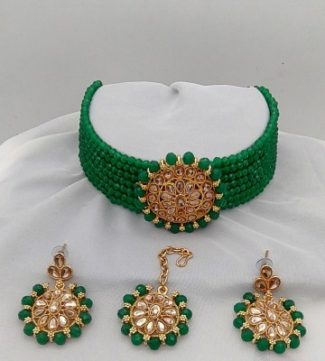 RPJEWEL Alloy Gold-plated Green Jewellery Set(Pack of 1)