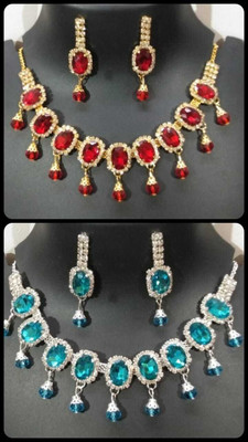 RAHUL TRADERS Alloy Gold-plated Red, Blue Jewellery Set(Pack of 2)