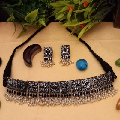 Samridhi DC Oxidised Silver Black Jewellery Set(Pack of 1)