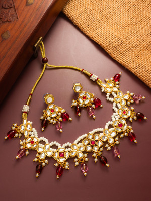 Vermont Brass Gold-plated Gold, White, Pink, Red Jewellery Set(Pack of 2)