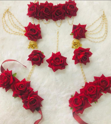 Masoom Fabric Maroon Jewellery Set(Pack of 1)