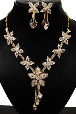 Gaazi jewellers Brass Gold-plated Gold, White Jewellery Set(Pack of 1)