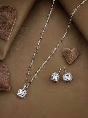 QERESTON Alloy Rhodium Silver Jewellery Set(Pack of 1)