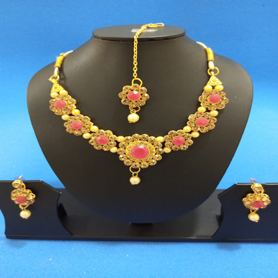 RBNLOV Brass, Alloy Gold-plated Red Jewellery Set(Pack of 1)