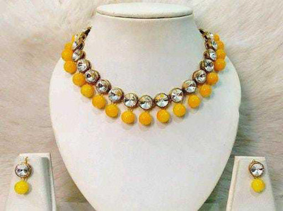 abdur raheem Alloy Gold-plated Yellow, White, Gold Jewellery Set(Pack of 1)