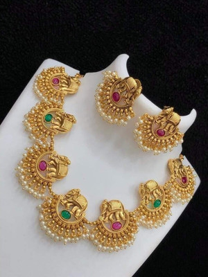 SUNDHA CREATION Copper, Alloy Gold-plated Gold Jewellery Set(Pack of 1)