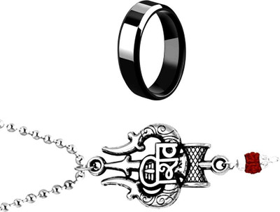 KINGSTYLEIMPEX Stainless Steel Sterling Silver Black Jewellery Set(Pack of 3)