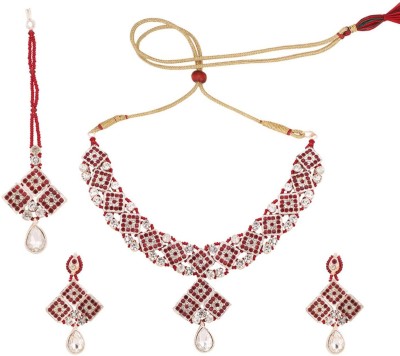 Styylo Jewels Brass Gold-plated Maroon Jewellery Set(Pack of 4)