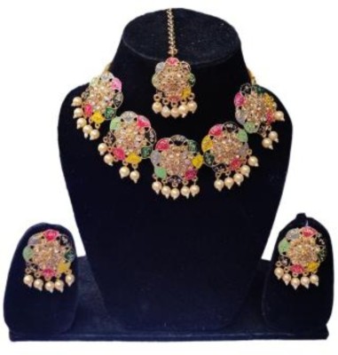 jatin imitation Metal, Stone Gold-plated Multicolor Jewellery Set(Pack of 1)